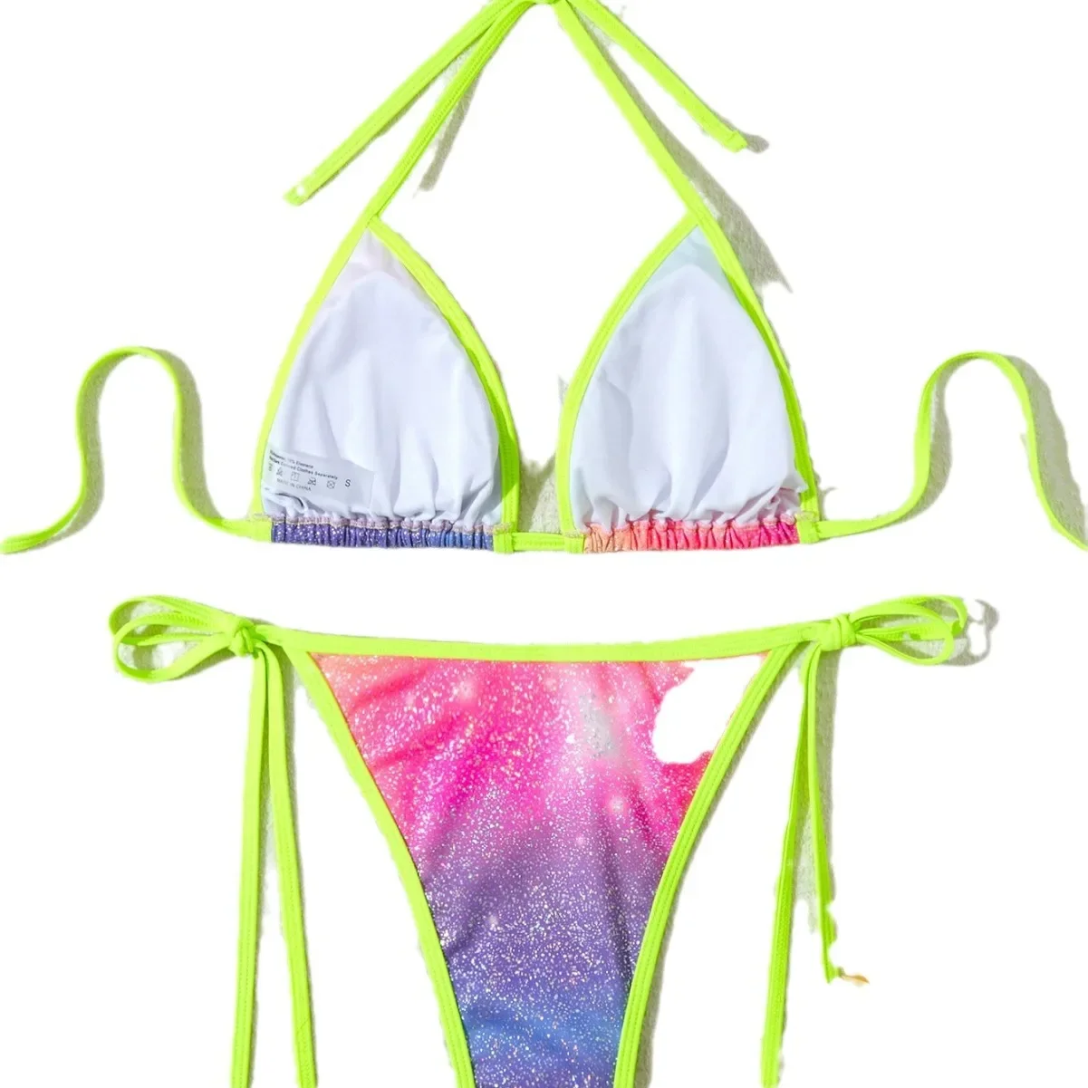 Microbikini colorido de neón para mujer, traje de baño Sexy 2025, traje de baño para mujer, conjunto de Bikinis con Tanga, ropa de playa brasileña, traje de baño, Bikini