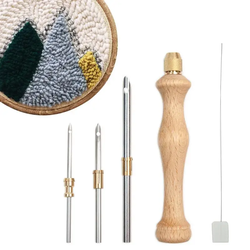 Punch Needle MagicEmbroidery Pen Kit Wooden Yarn Embroidery Pen Crochet Knitting DIY Craft Stitching Sewing Tools For Knitting