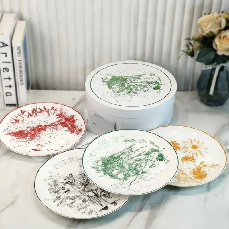 European Bone China Western Meal Plate Four Seasons Series Simple Light Luxury Home Dining Plate Gift Recommendation