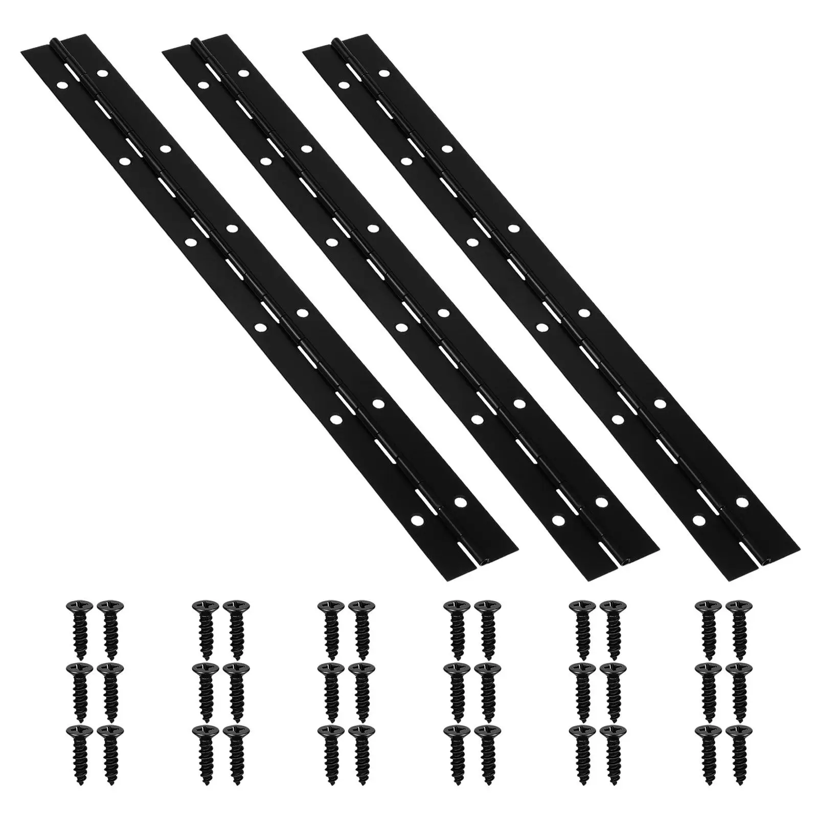 3Pcs Black Stainless Steel Heavy Duty Piano Hinges 12 Inch Continuous Long Hinges for Wood Cabinets Furniture Boxes