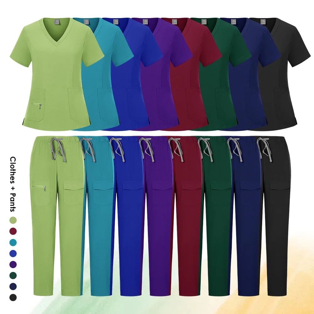 Multicolor Medical Uniforms Women Hospital Surgical Nurse Scrubs Set Nurses Accessories Dental Clinic Beauty Salon Soft Workwear