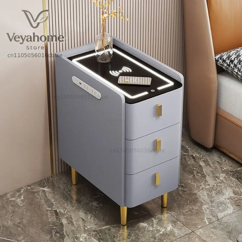 smart bedside table multi-functional simple modern wireless charging household bedroom ultra-narrow small smart bedside table