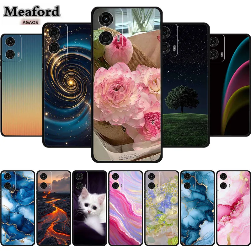 Para Moto G24 Funda de teléfono para Motorola Moto G 24 G24 Power Funda de teléfono suave de silicona TPU de lujo Capa Funda hermosa flor parachoques