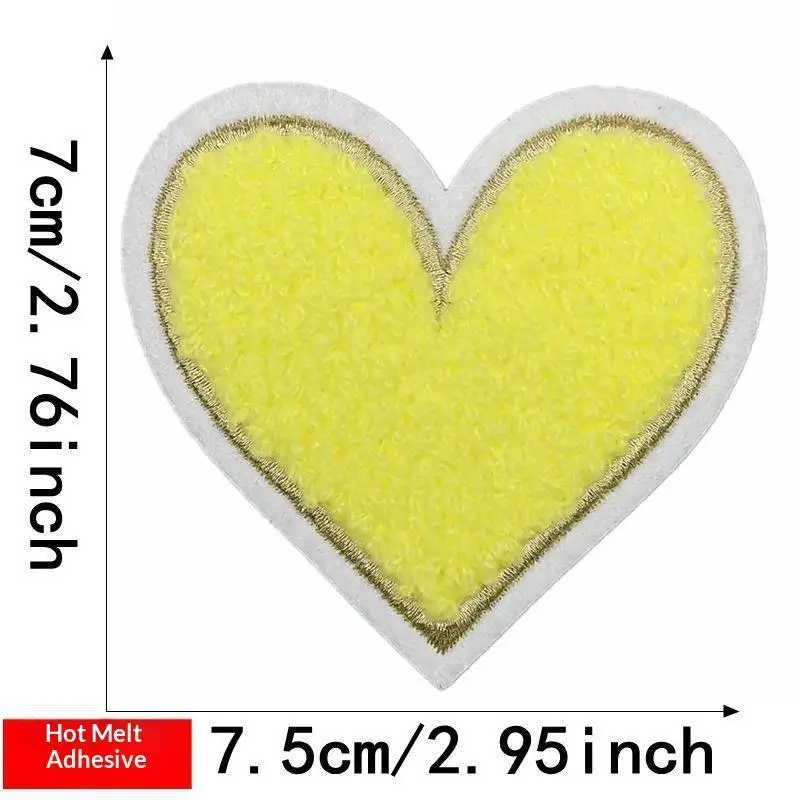 Mehrfarbige Handtuch-Stickerei-Herz-Aufnäher zum Aufbügeln, weich, flauschig, einfach anzubringen, perfekt für DIY-Jacken, Taschen, Bastelarbeiten, Dekorationen. – Detail 22