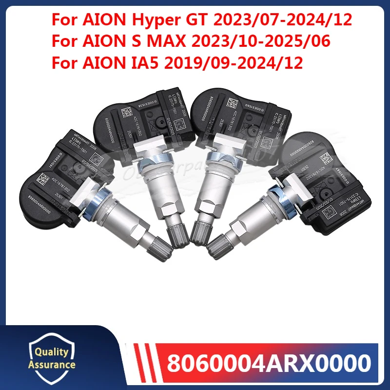 8060004ARX0000 TPMS 433MHZ لـ 2023-2024 AION Hyper GT IA5 LX PLUS S MAX V Trumpchi E9 GS3 GS8 مستشعر مراقبة ضغط الإطارات 4 قطعة