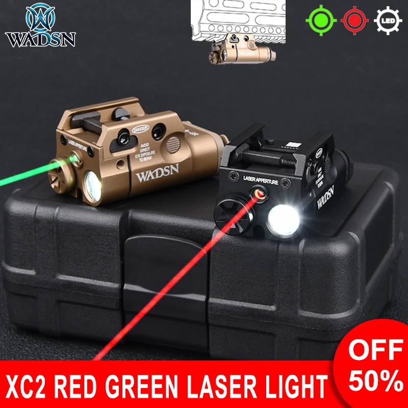 

Wadsn Tactical XC2 Flashlight With Red Green Laser For Pistol Airsoft GLOC 17 19 18 XC1 Handgun Lamp Fit 20mm Picatinny Rail