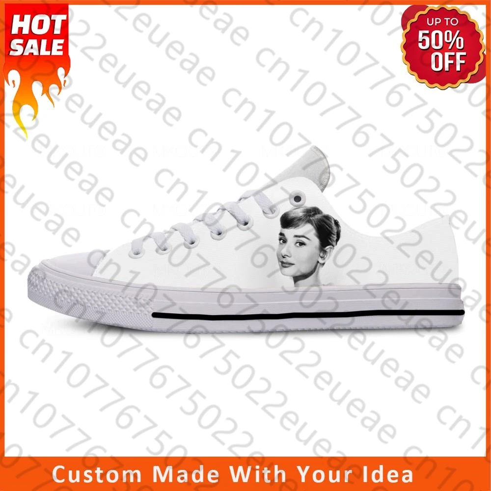 Anime Cartoon Audrey Hepburn Cute Fashion Popular Casual Cloth Shoes Low Top Lightweight Breathable 3D Print Men Women Sneakers