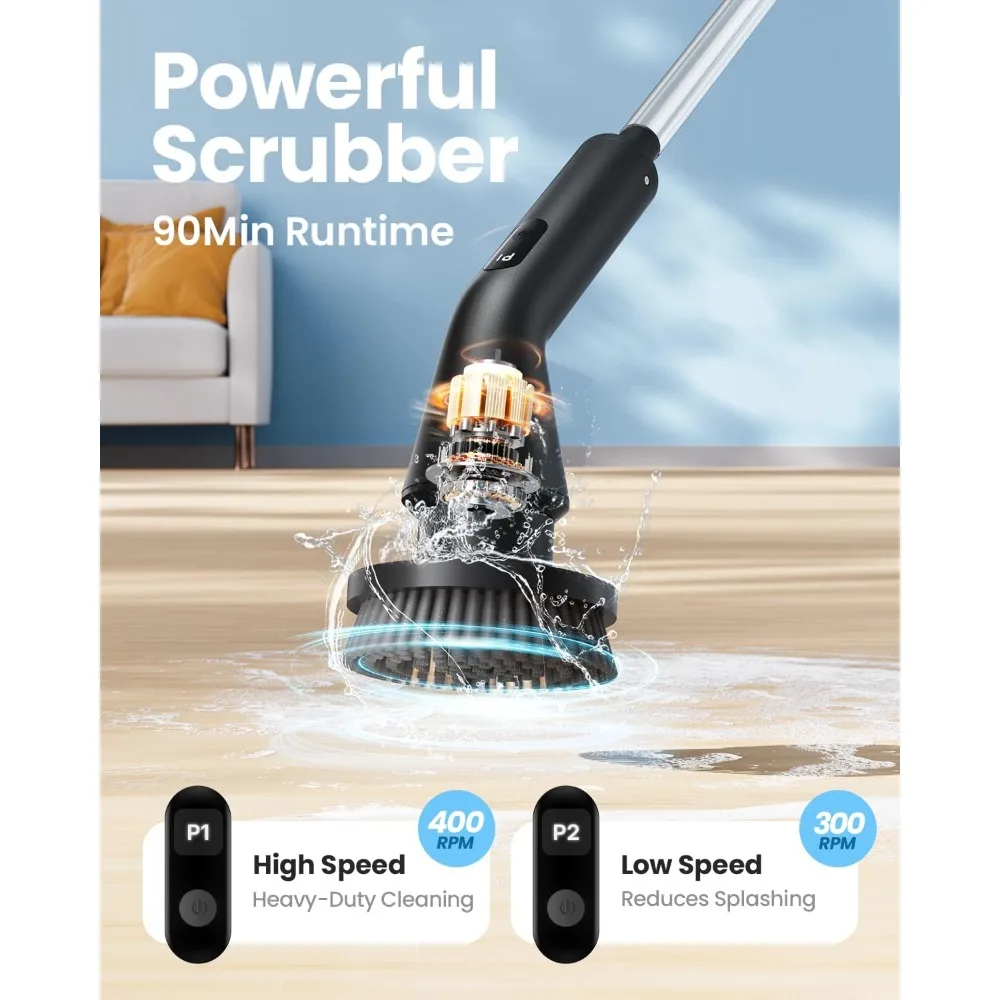

Electric Spin Scrubber, Cordless Cleaning Brush Scrubber for Home, IPX7 Waterproof Power Scrubber with 7 Brush Heads