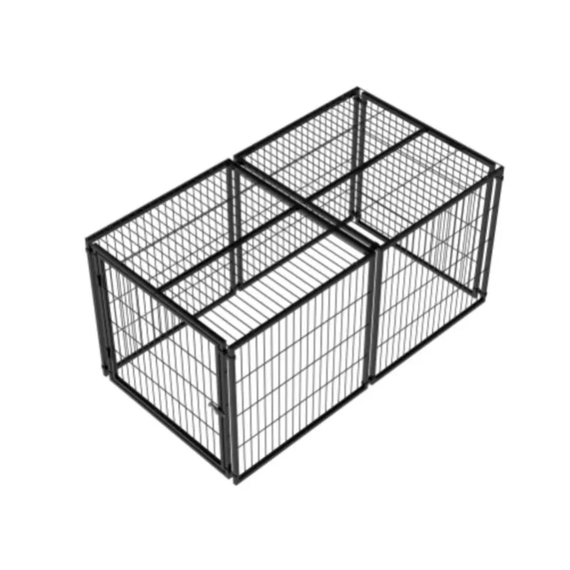Basics Modulare Hundebox 160x80x80 cm, Flexibler Hundekäfig mit Sicherheitsschloss & Verstellbarer Tür, Stahl mit Rostschutz, Inklusive PVC-Einlage, Schwarz