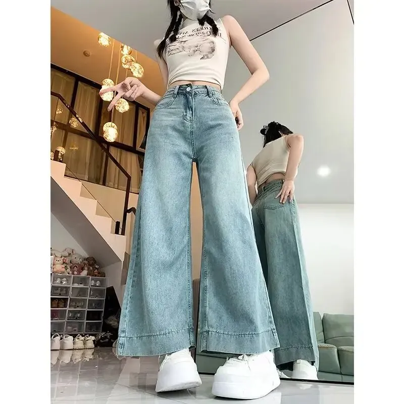 Slimming High-Waisted Jeans Women's Loose-Fit Summer Lightweight Tencel Petite Nine-Point Pear-Shaped Straight-Leg Pants