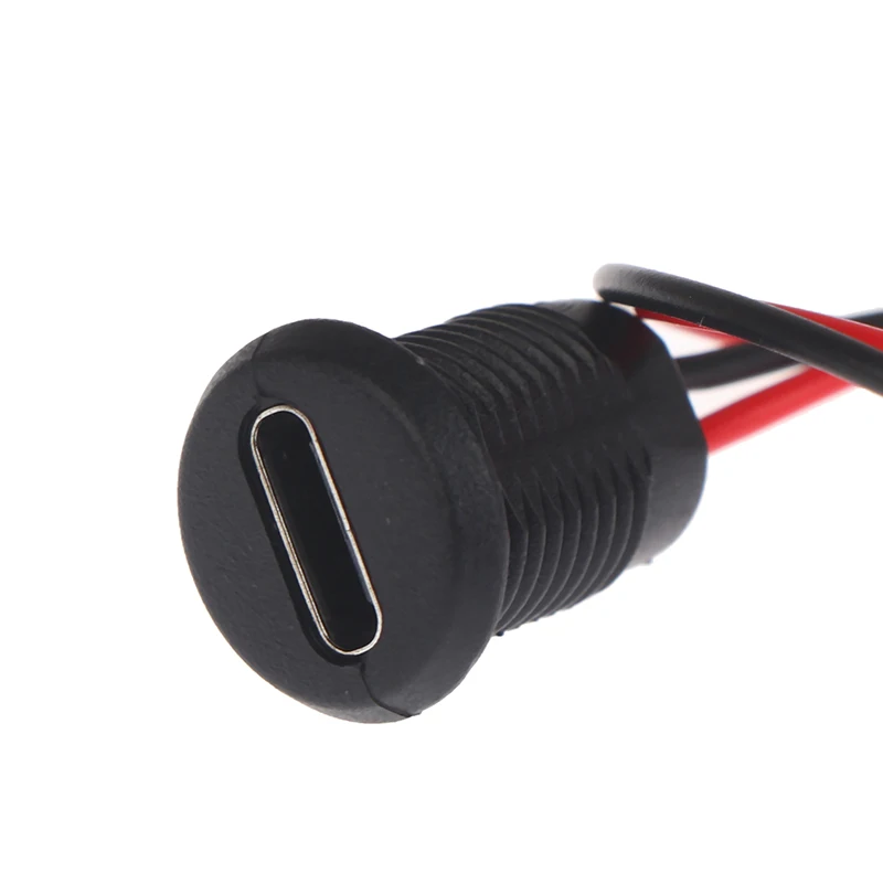 5/8/10Pcs 2Pin Charging Socket Female Mount Adapter USB Type-C Port Charging Interface Socket Female Type C 3A With Cover Caps