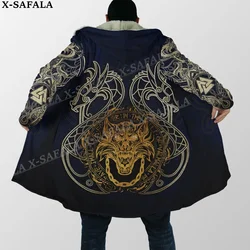 Symbol Tattoo Raven Odin Viking Mythology Thick Warm Hooded Cloak Men Overcoat Coat Windproof Fleece Cape Robe Hooded Blanket-5