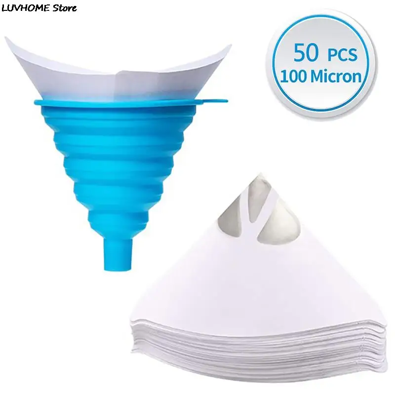 50Pcs Paint Filter Paper Purifying Straining Cup Funnel Disposable Paper 100 Mesh