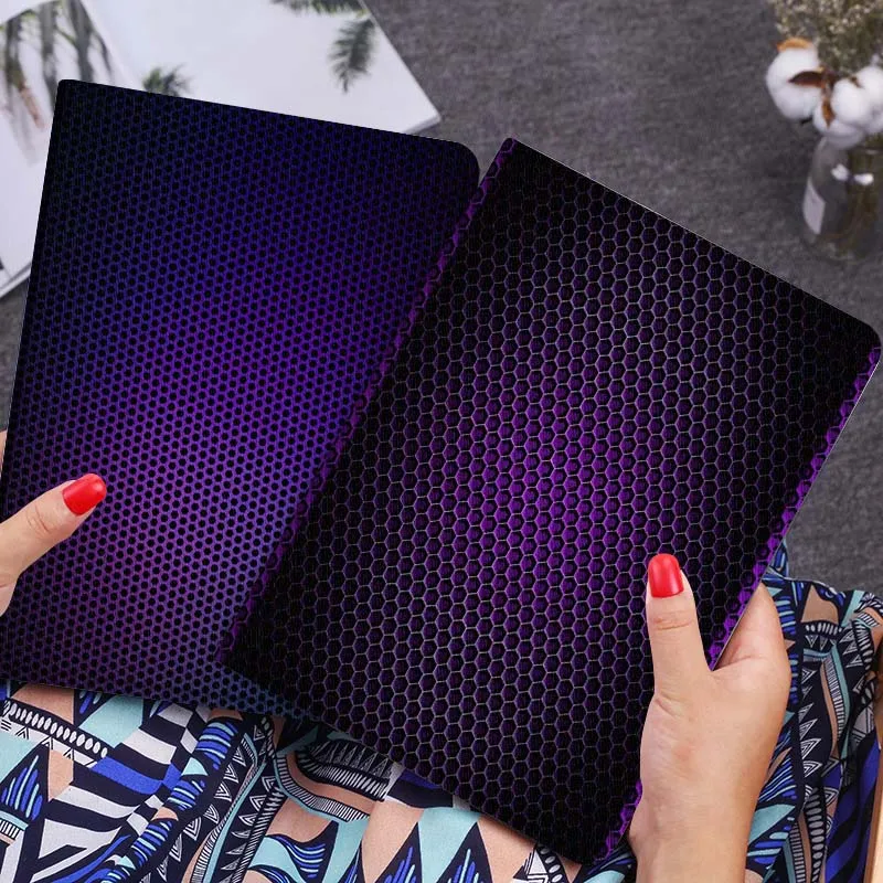

Purple Hexagon Cool Pattern For Xiaomi Mi Pad Mini 4 5 6 7 SE Pro Plus Redmi Pad 2 SE 2025 8.8 11 Foldable Tablet Case Gift