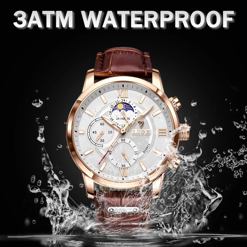 LIGE Business Mens Watch Casaul Fashion Luxury Watches For Men Waterproof Luminous Chronograph Quartz Wristwatches Reloj Hombre