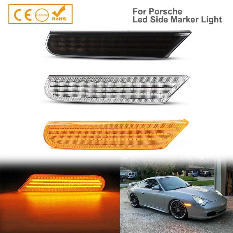 

2x Dynamic Amber LED Side Marker Light For Porsche Boxster 986 996 911 Carrera Targa 1996-2004 Turn Signal Lamp OEM# 99663103701