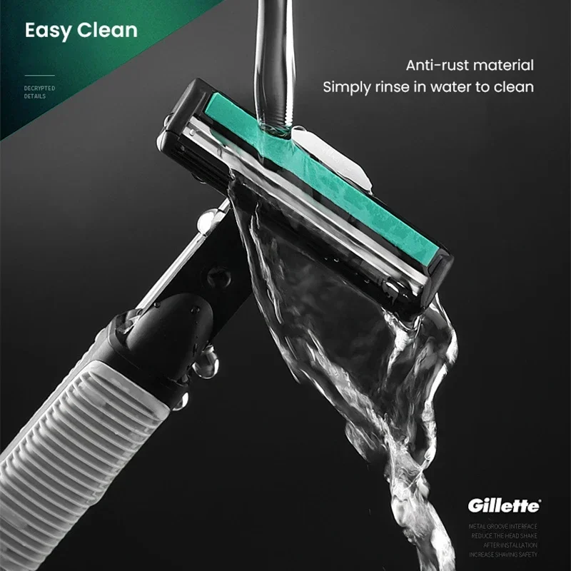 Gillette Vector Razor with Razor Heads 2 Layers Blades Hair Removal Machine for Men Manual Safety Shaver Set