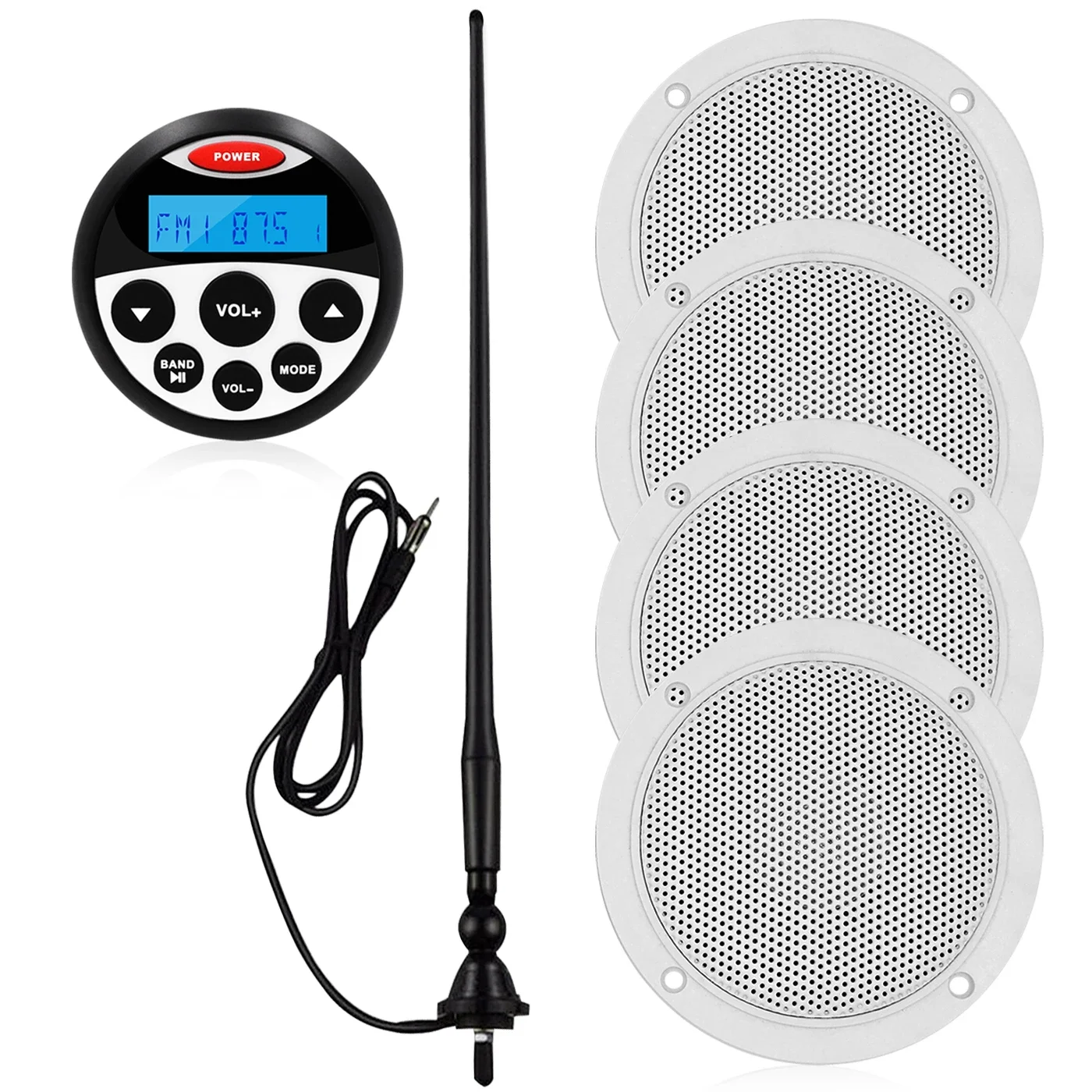 

Marine Boat Radio Waterproof Audio Stereo Bluetooth MP3 Player 4" Marine Speaker&FM AM Antenna for Vessels Ships