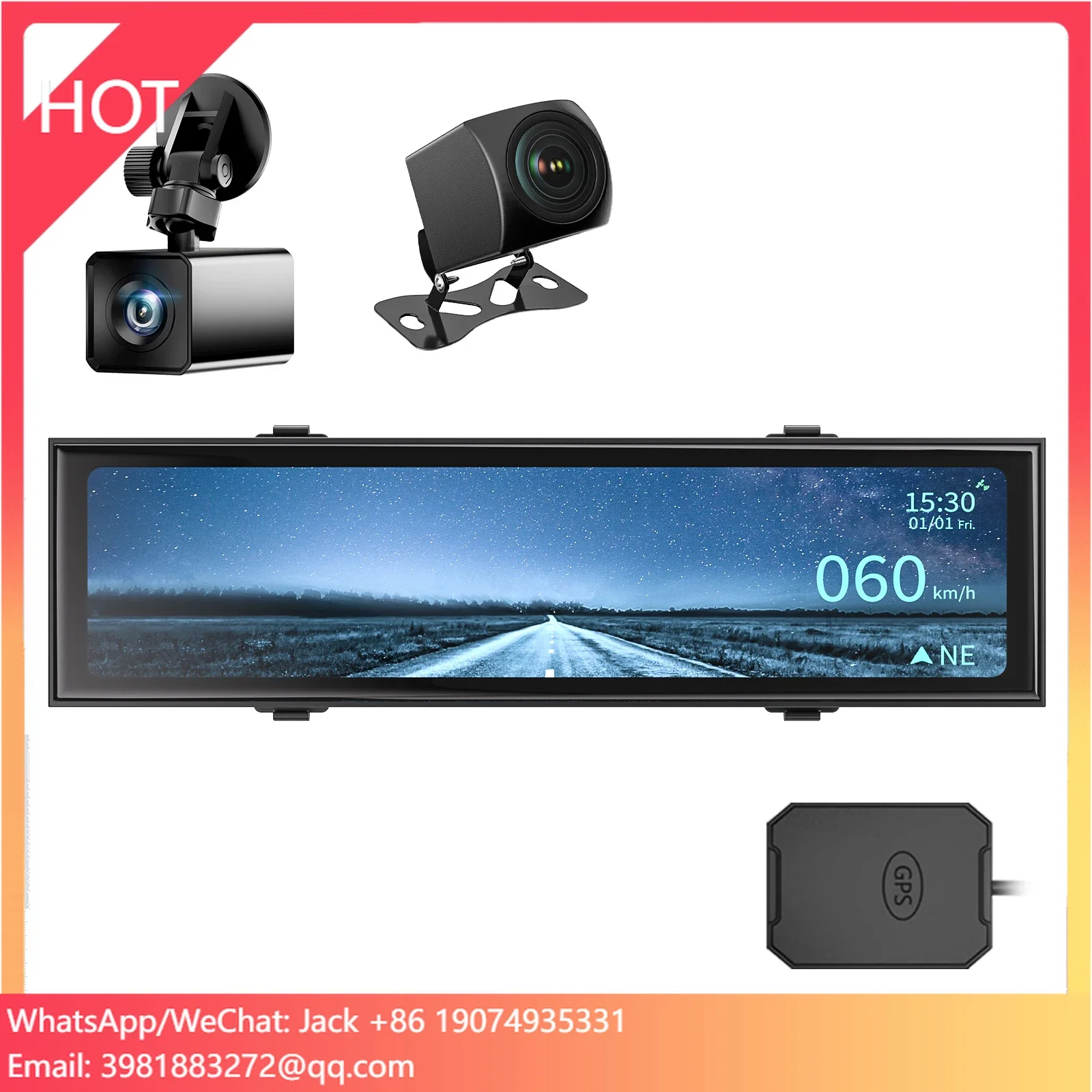 

Видеорегистратор ночного видения для автомобиля, двойная камера 4K с GPS