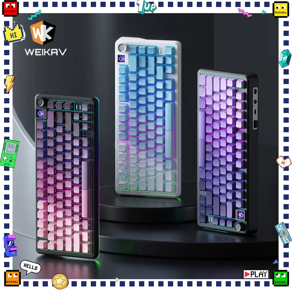 Weikav WK75 Mechanical Keyboard Tri Mode Wireless Keyboard Custom 4000mAh RGB Hot Swap With Screen Gaming Keyboard PC Accessory