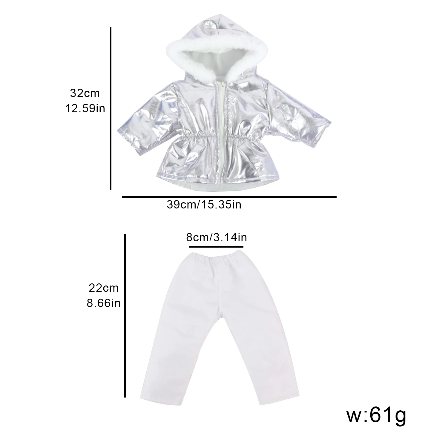 Silver Down Jacket Clothes Set For 18 Inches American Dolls Warm Coat Pants Suit For 43CM Baby New Bron&OG Girl,Russia DIY Dolls