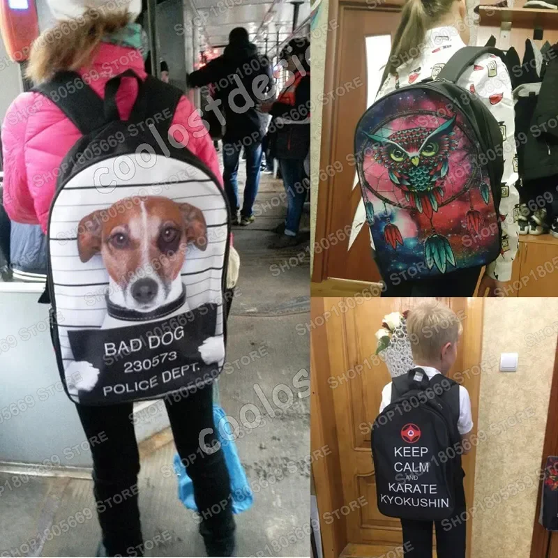 Wolf / Husky Dog Print Backpack Men Women Casual Rucksack Children School Bags for Teenager Girls Boys Daypack Student Book Bag