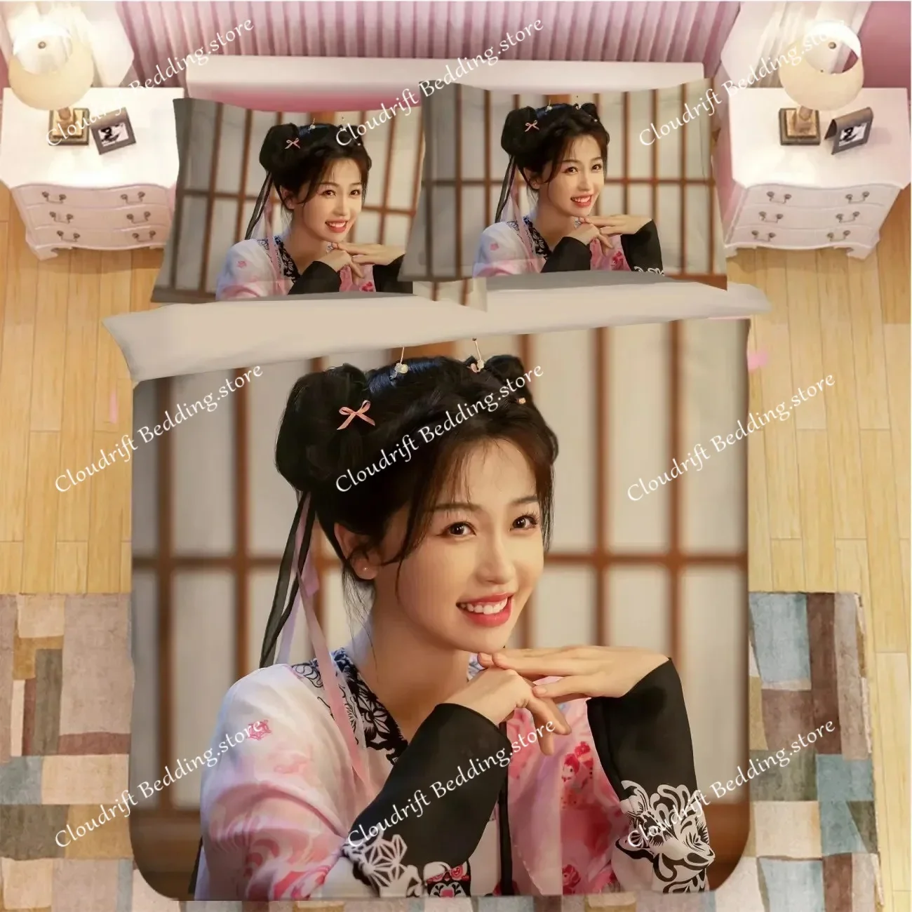 Ding Yuxi Yu Shuxin Poster Double Bedding Set TV Love Game in Eastern Fantasy Drama Stills Single Dormitory Student Knit026