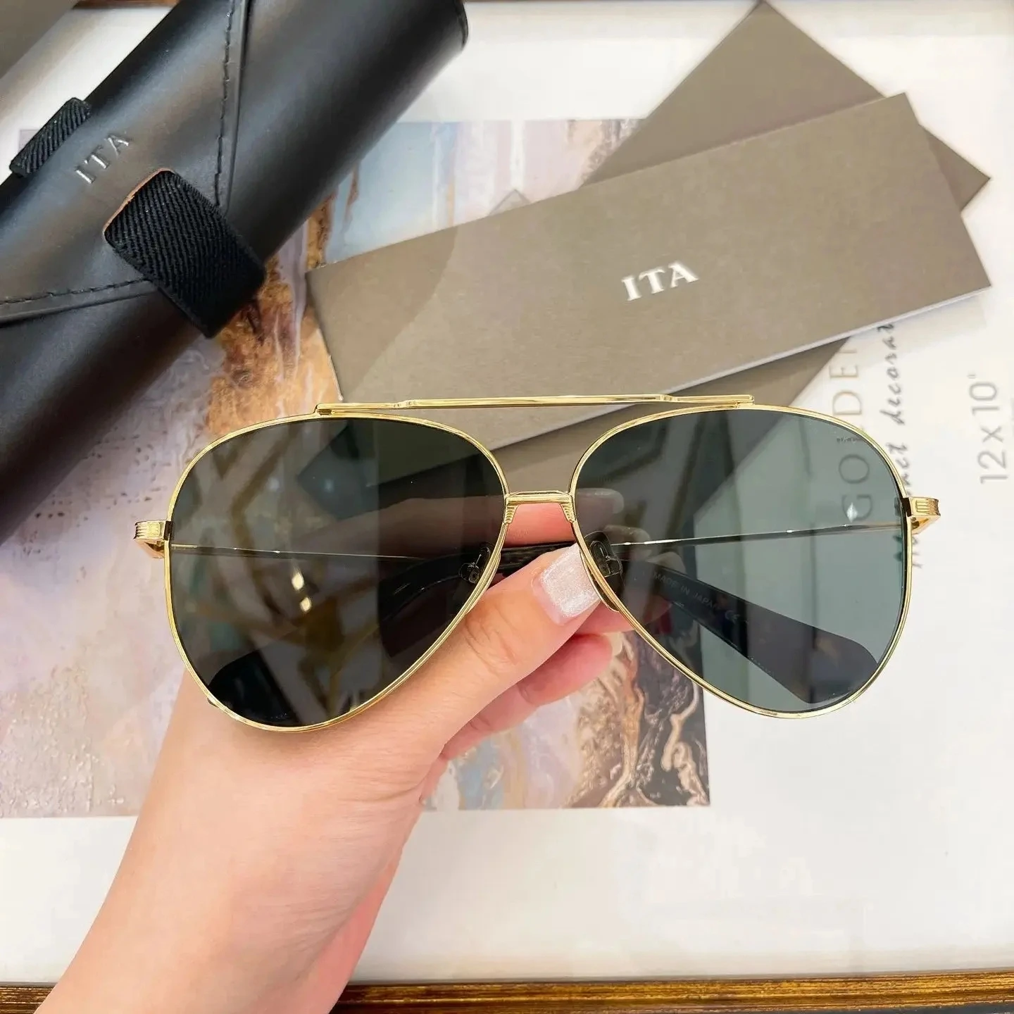 

New Arrival ADITA MAKX DTS261 UV400 Polarized Dark Green Lens Men Eyewear Luxury Premium Retro Oval Alloy Frame Women Sunglasses