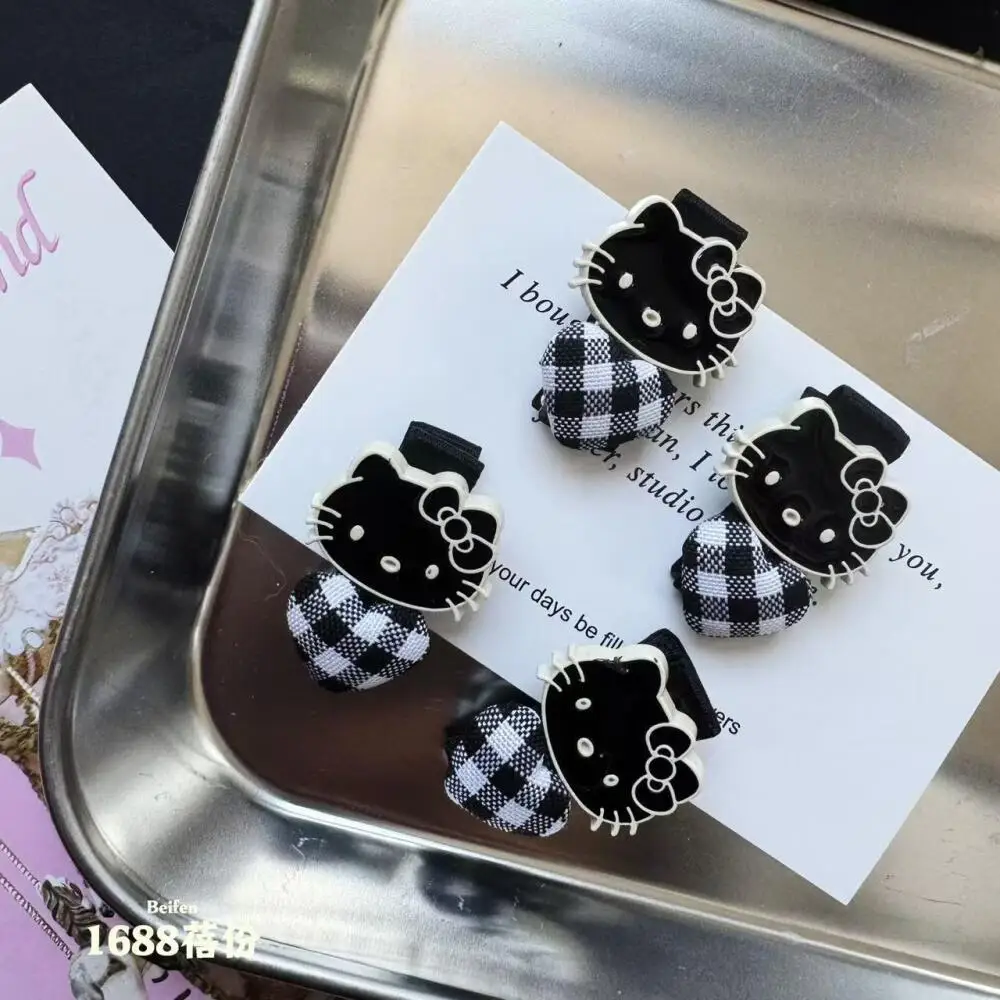 Sanrio Pied de poule Amore Hello Kitty Fermaglio per capelli Dolce e carino Kitty Cat Frangia Clip laterale Forcina Accessori per capelli per ragazze dolci Forcina