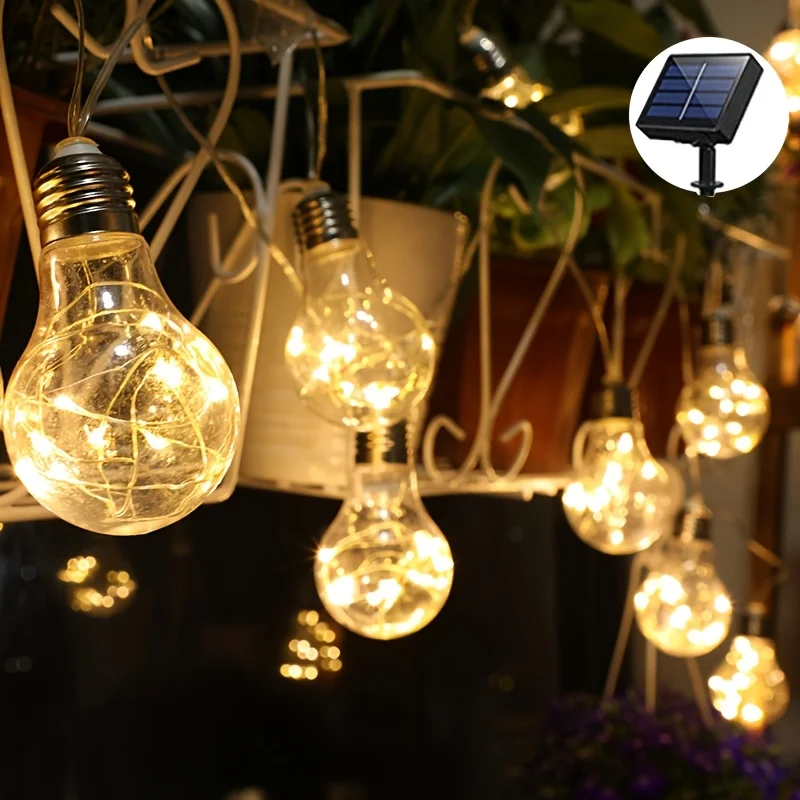 

Solar LED Bubble String Lights 16.4ft - Warm White Outdoor Lighting for Halloween, Christmas, Garden, Patio & Pathway Decor