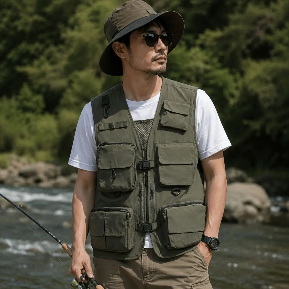 Casual Waterproof Fishing Vest Quick Dry Lightweight Photography Vest Breathable Mesh Cargo Vest Photography Work
