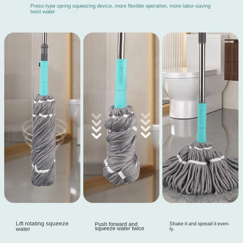 Hot Selling Grey Microfiber Home Mop Floor Cleaning Squeeze Water Dry Wet Rotate The Wringing Water Cleaning Laborsaving Mops