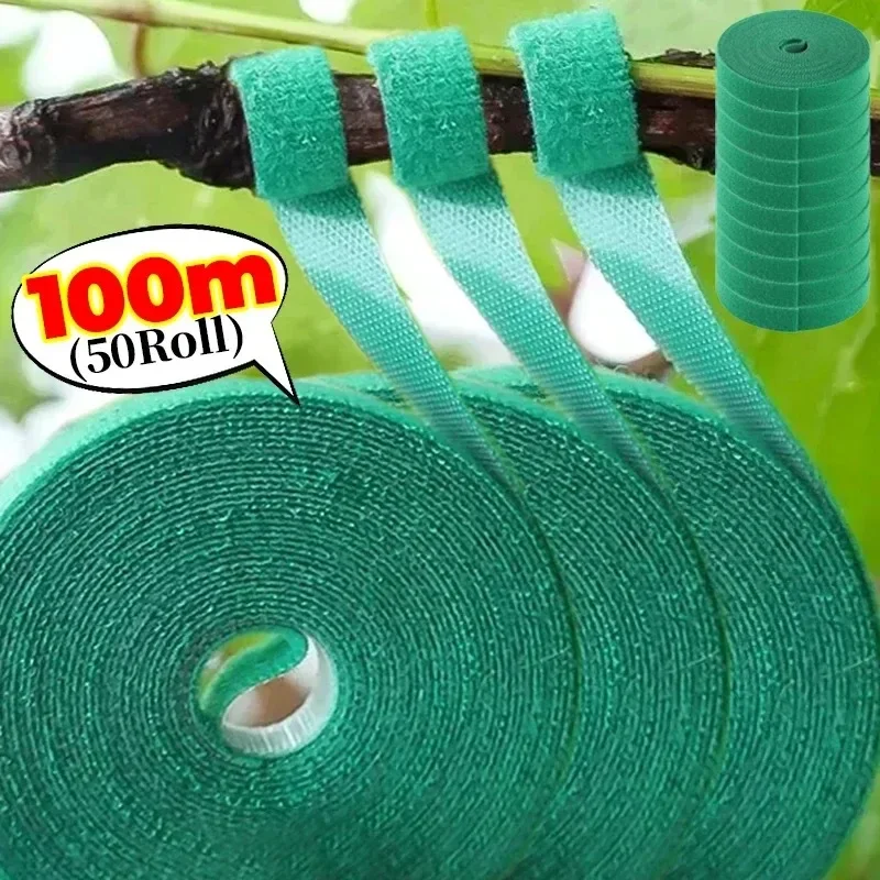 100/2M Nylon Plant Ties Resealable Cable Ties Self Adhesive Plant Fastener Tape For Support Grape Vines Tomato Garden Supplies