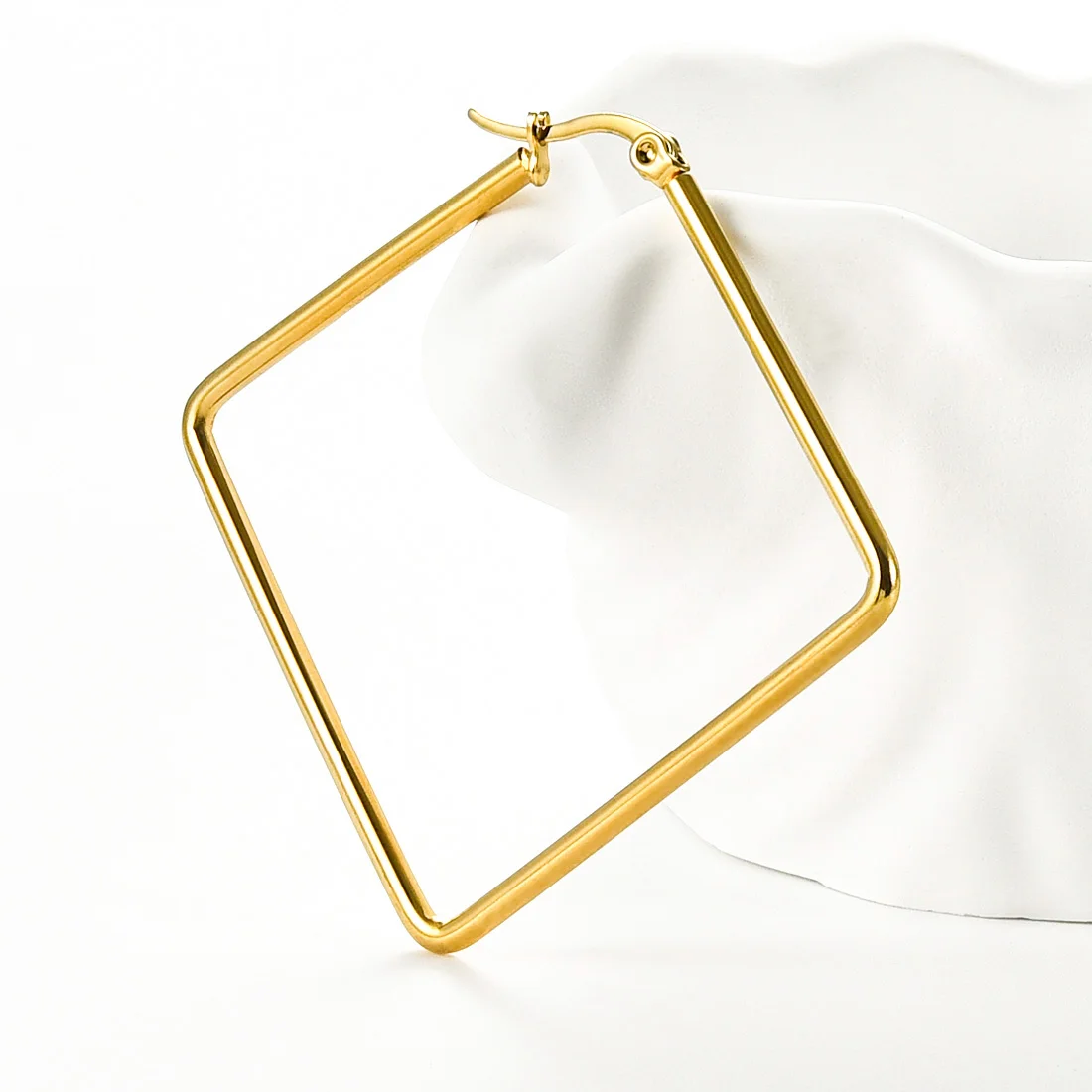 1Pair Stainless Steel Square Shape Earrings For Women Girls Geometric Gold Silver Plated Simple Hollow Huggie Hoop Earring Gifts