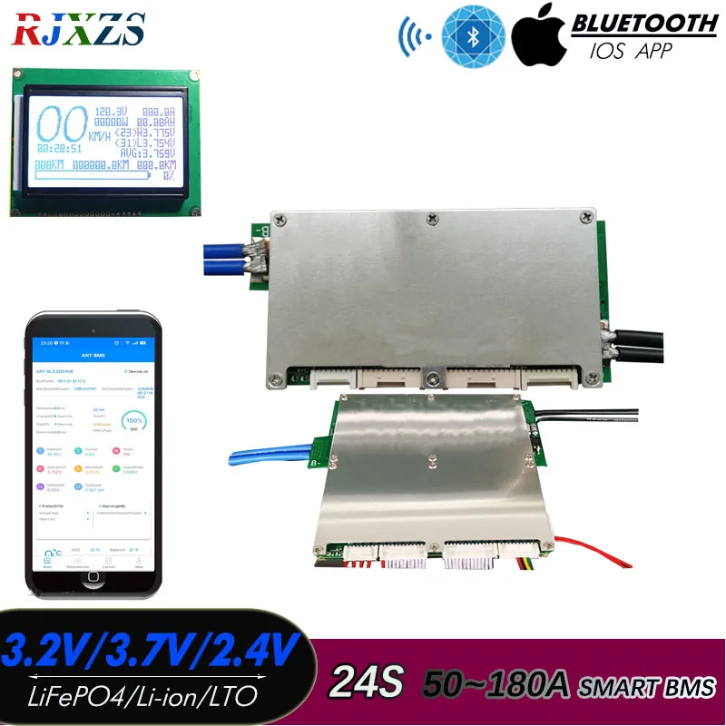 

24S Ant Smart BMS BlueTooth DIY LiFePO4 Lithium Ion 50A/80A/100A/110A/120A/180a With Android Bluetooth APP