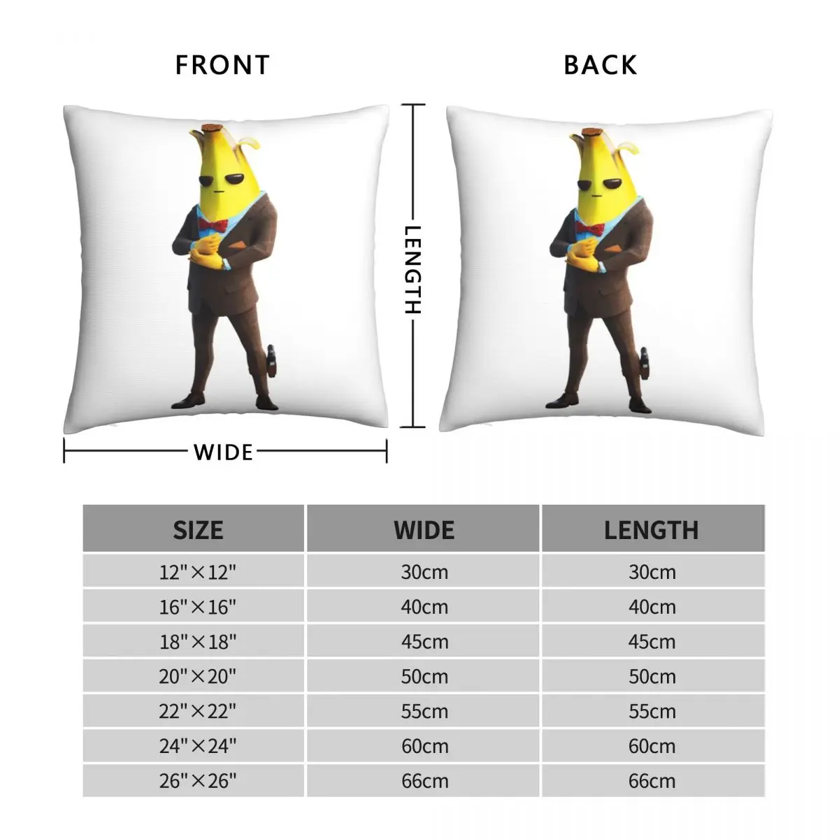 Agent Banana Peely Character Square Pillowcase Polyester Linen Velvet Printed Zip Decor Bed Cushion Cover 18