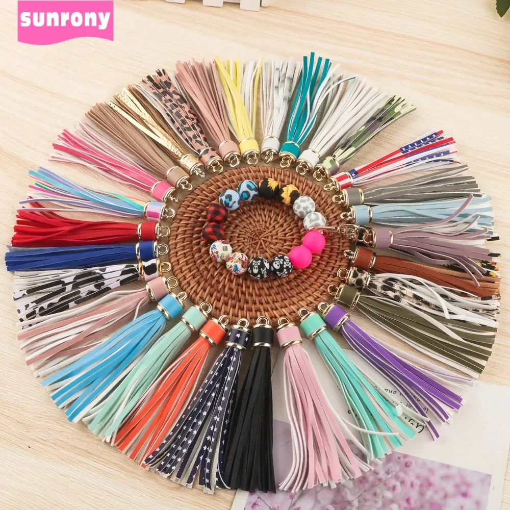 5-10pcs Faux Leather Keychain Tassels Bulk Colored Tassel Pendants Crafts For Keyring Jewellery Making DIY Keychains Supplies