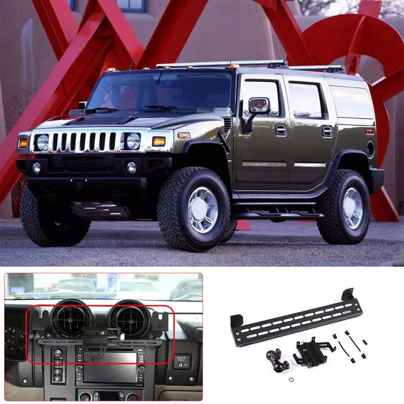 For 2003-2007 Hummer H2 stainless steel black car multi-function car cell phone walkie-talkie cup holder bracket auto parts