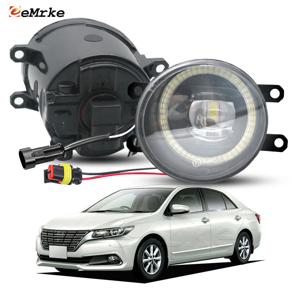 

LED Fog Light Driving Lamp for Toyota Allion Premio 2016 2017 2018 2019 2020 2021 Car PTF with Angel Eye DRL + Lens Left & Right