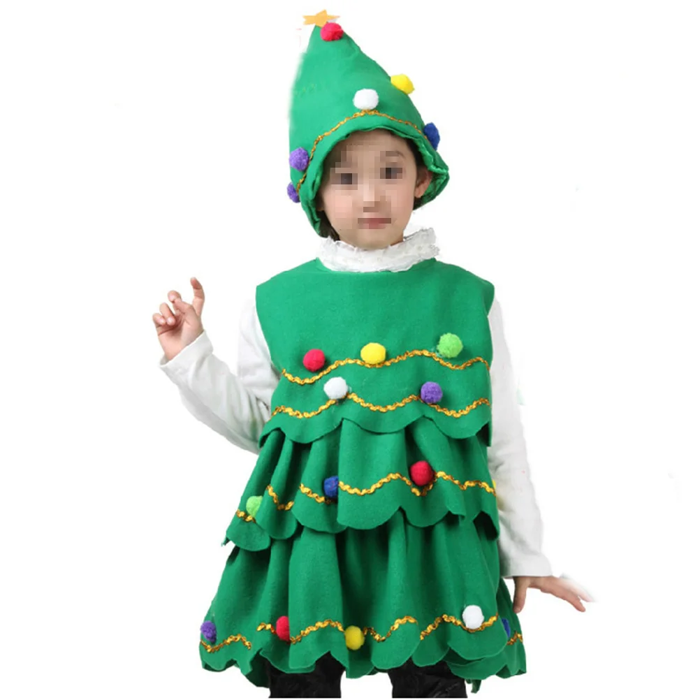 Weihnachtsbaum Hut Kleid Kinder Cartoon Bühnenshow Kostüm Jungen Mädchen Festival Performance Outfit Weihnachten Event