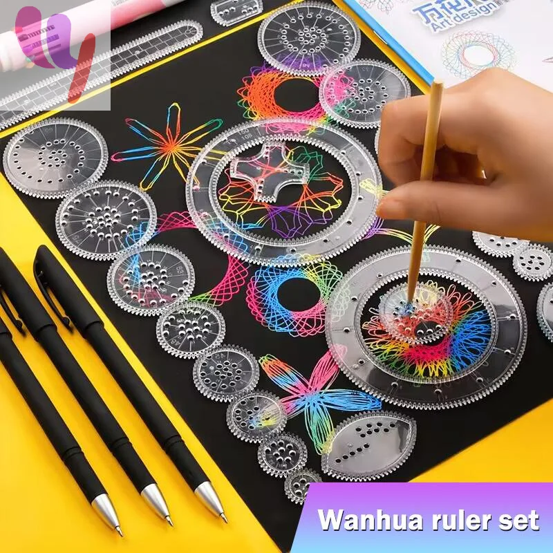 22pcs Drawing Toys Set Geometric Ruler Mathematical Roulette Drawing Tools Learning Painting Puzzle Toys Art Tool
