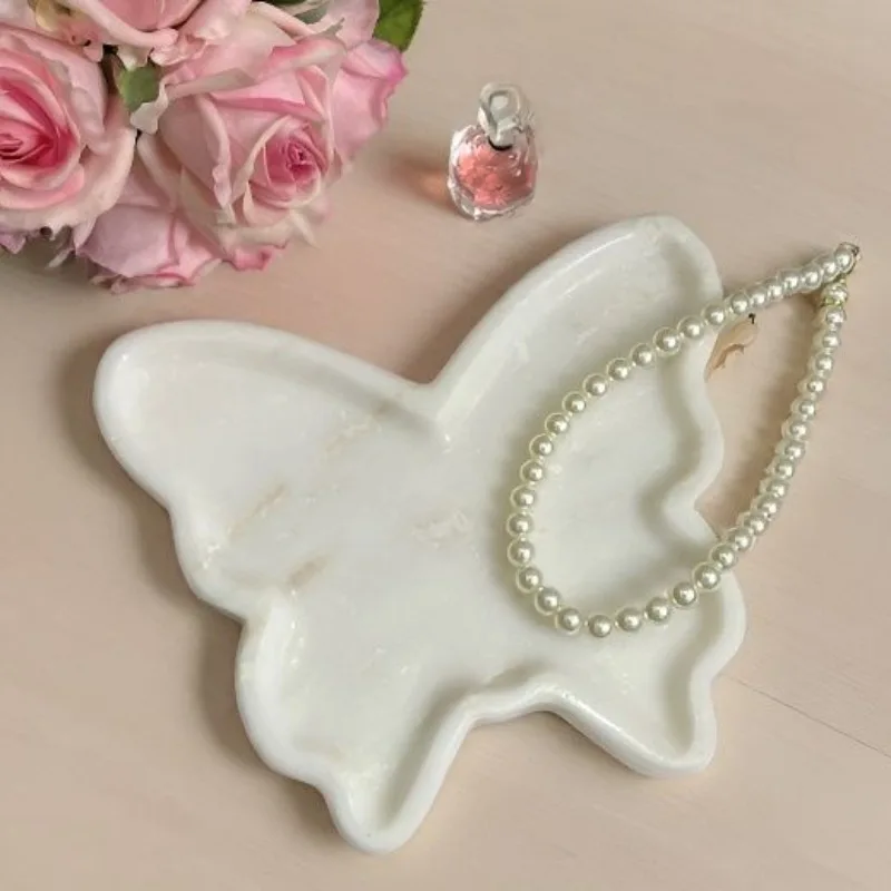 Rose rainbow butterfly shape marble aromatherapy tray, simple Nordic style living room desktop decoration ornament