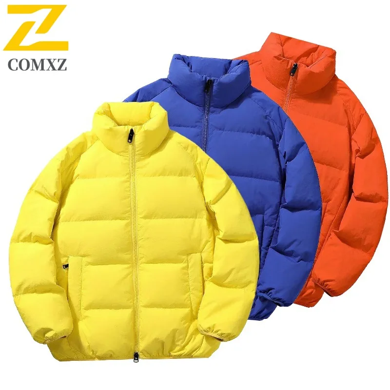 COMXZ Minimalist Quilted Jacket Lightweight Stand Collar Thickened Cold Proof Work Down Jacket High Quality Men's Winter Jacket