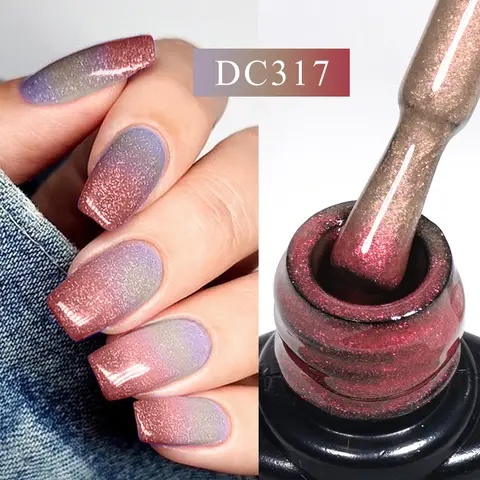 Mtssii 7ml เปลี่ยน AurorasThermal ฐานยางเจลเล็บ Nude สีม่วง Glitter Sparking ยาวนานเล็บเคลือบเงา