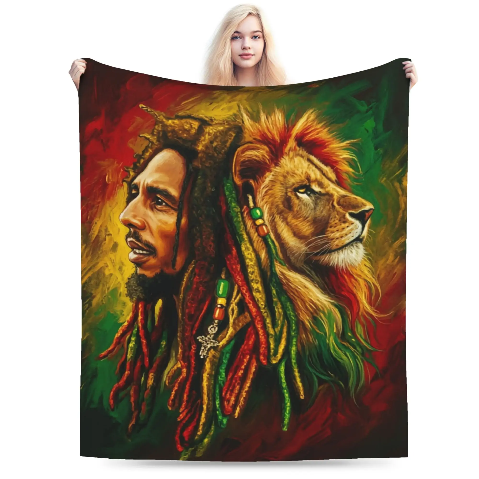 B-Bobs M-MarleyS One Love Flannel Blanket Winter  Soft Durable Throw Blanket for Students Home Decor Bedspread Sofa Bed Cover