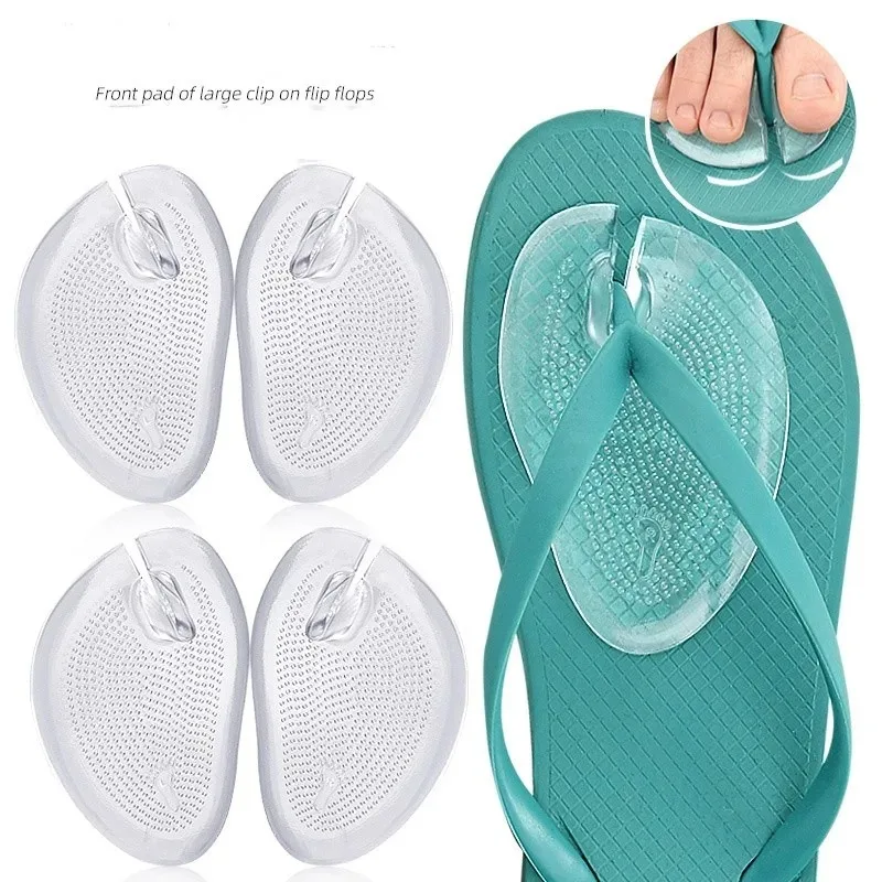 Silicone Slippers Sandals Forefoot Pad Flip-flop Pad Clip Foot Pads GEL Shoes Insole Foot Care Massage Particle Non-slip Cushion image 2