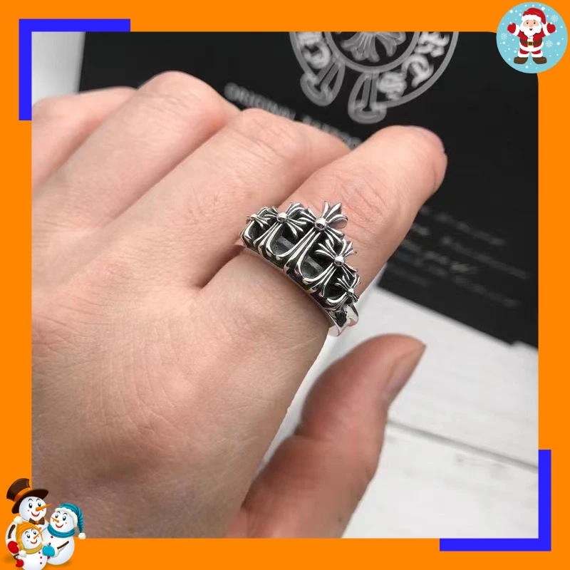 Chaoxuan New Cross Retro Ring Men's and Women's Trendy Brand Personalized Couple Fashion Crown Ring Ring Ring