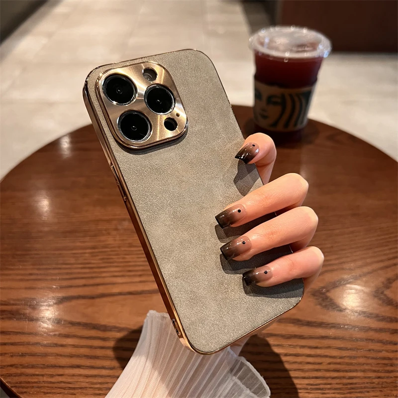 Schaffell-Handyhülle für iPhone 11, 13, 12, 14, 15, 16, 17, Pro Max, Luftbeschichtung, Stoßstange, Drehung, Pelz, Lammleder, Metalllinse, Handyhülle – Detail 7