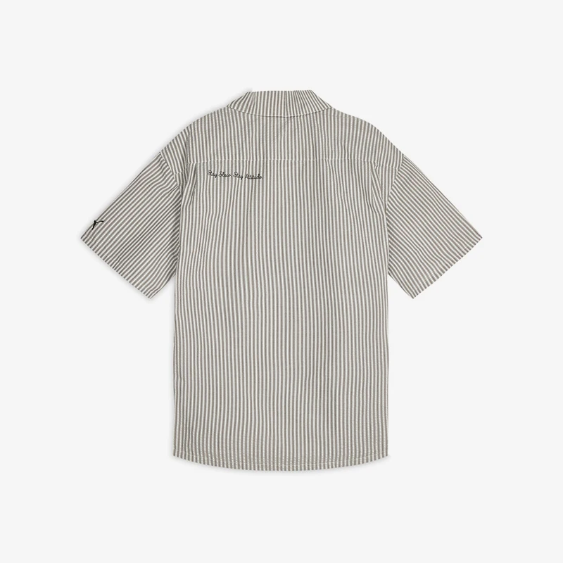 Puma genuine men's striped lapel single breasted breathable casual short sleeved shirt 638985-79
