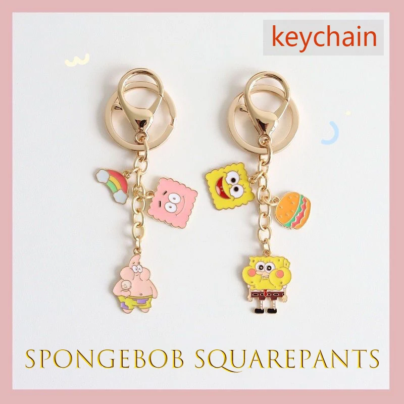 SpongeBob Patrick Star Keychain Cartoon Keyring Couple Backpack Pendant Decorative Jewellery Womne Creative Car Key Ring Gift